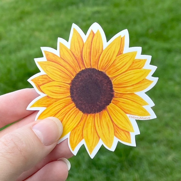 Sunflower Sticker | Sunflower Decal | Laptop Decal | Flower Stickers for Scrapbooking | Car Decal | Plant Sticker | Kindle Sticker