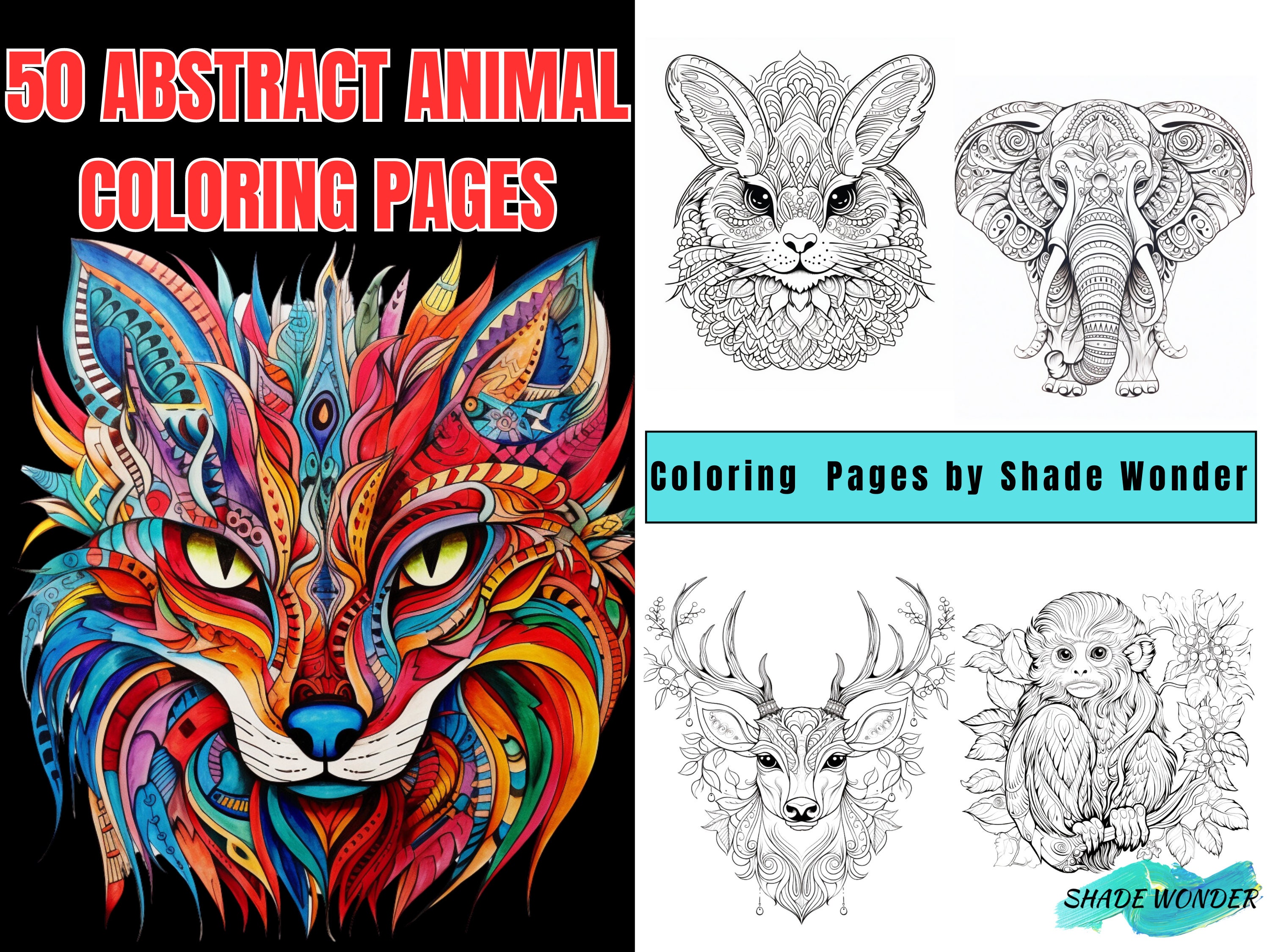 Abstract Animal Coloring Pages For Adults