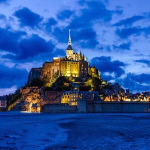 Mont-Saint Michel, France, Dusk Photo - Framed Print or Metal Photo Wall Art