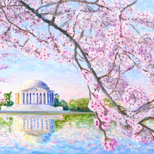 Jefferson Memorial Cherry Blossoms hand signed frameable print Washington DC wall art