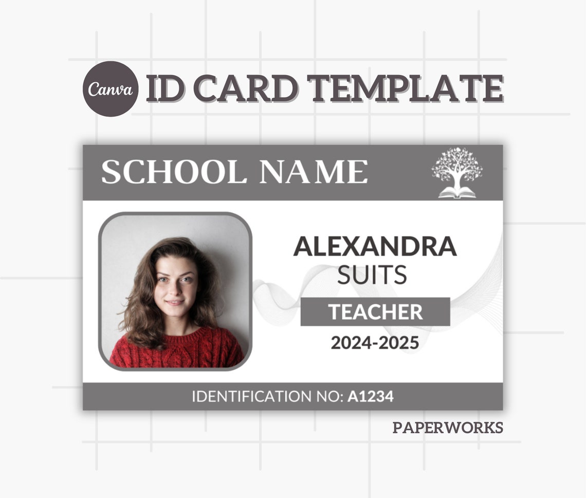 Teacher ID Card Template Customizable Template Custom Teacher ID