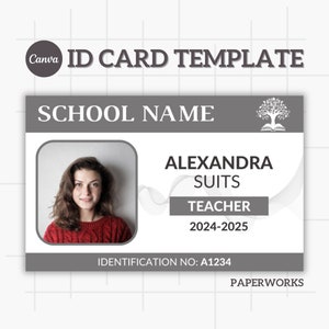 Teacher ID Card Template | Customizable Template | Custom Teacher ID Badge | Name Badge | School & Homeschool ID Card | Custom id card Canva