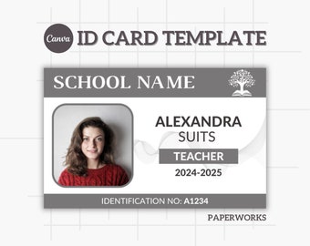 Teacher ID Card Template | Customizable Template | Custom Teacher ID Badge | Name Badge | School & Homeschool ID Card | Custom id card Canva
