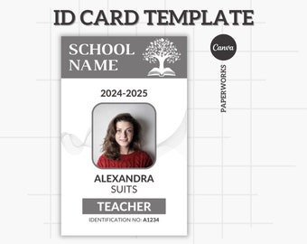 Teacher ID Card Template | Customizable Template | Custom Teacher ID Badge | Name Badge | School & Homeschool ID Card | Custom id card Canva
