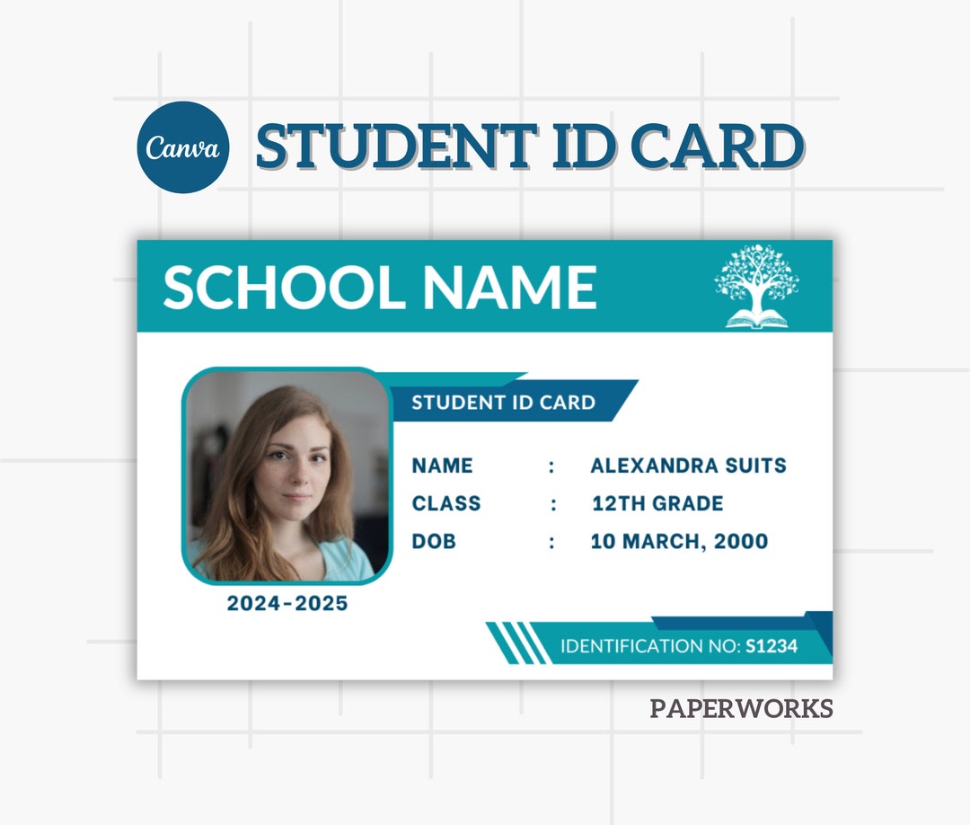 Student ID Card Template Editable School ID Homeschool Teacher Badge Student ID Card Template Editable School ID Homeschool Teacher Badge