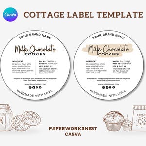 Étiquette pour biscuits Cottage Law, Étiquette de pâtisserie Cottage, Étiquette d'aliment imprimable, Étiquette de produits de boulangerie maison, Stickers boulangerie maison, Étiquette d'ingrédients pour biscuits