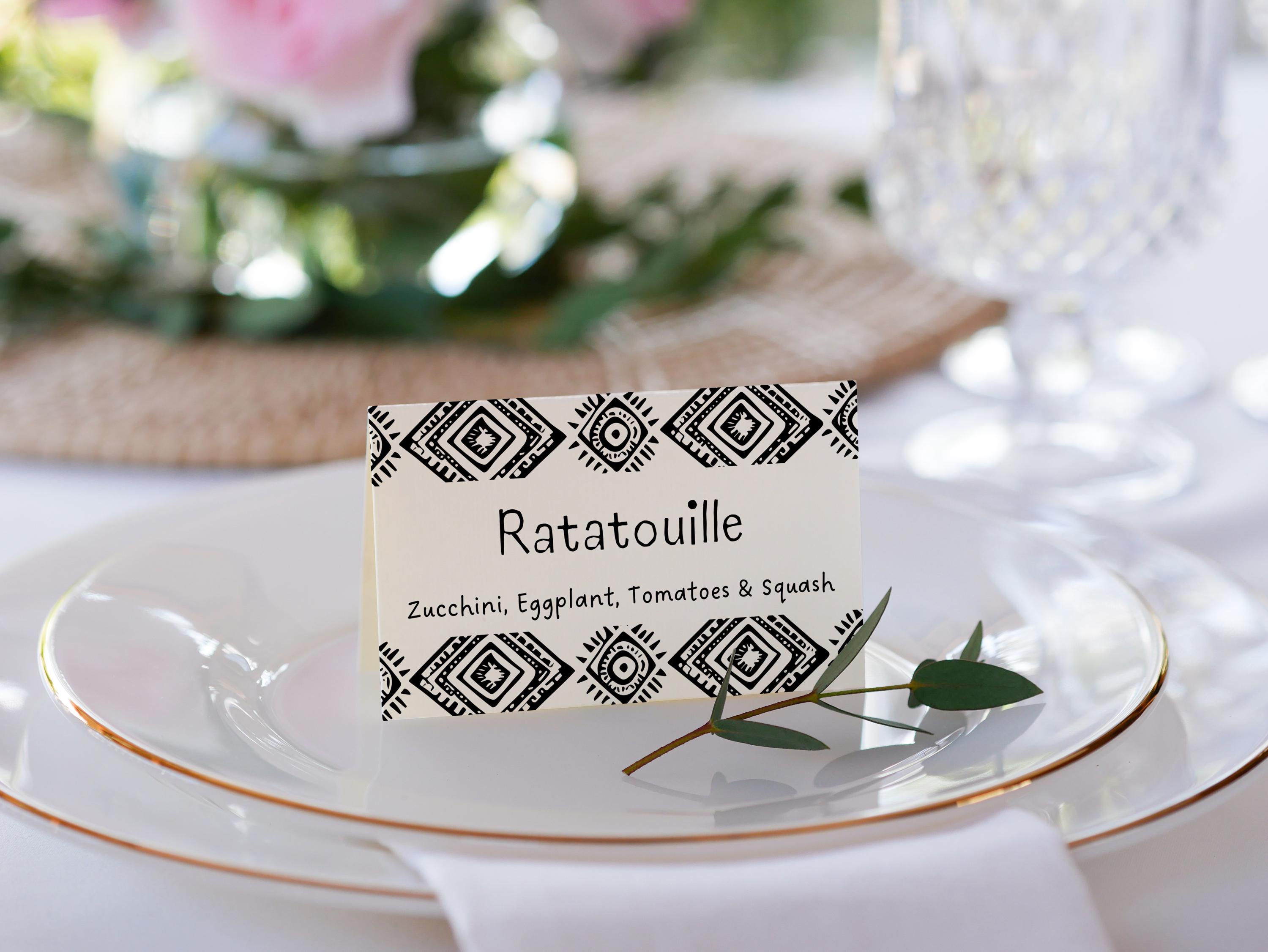 Aztec Food Label Card Digital Printable, Buffet Card Template, Foldable ...