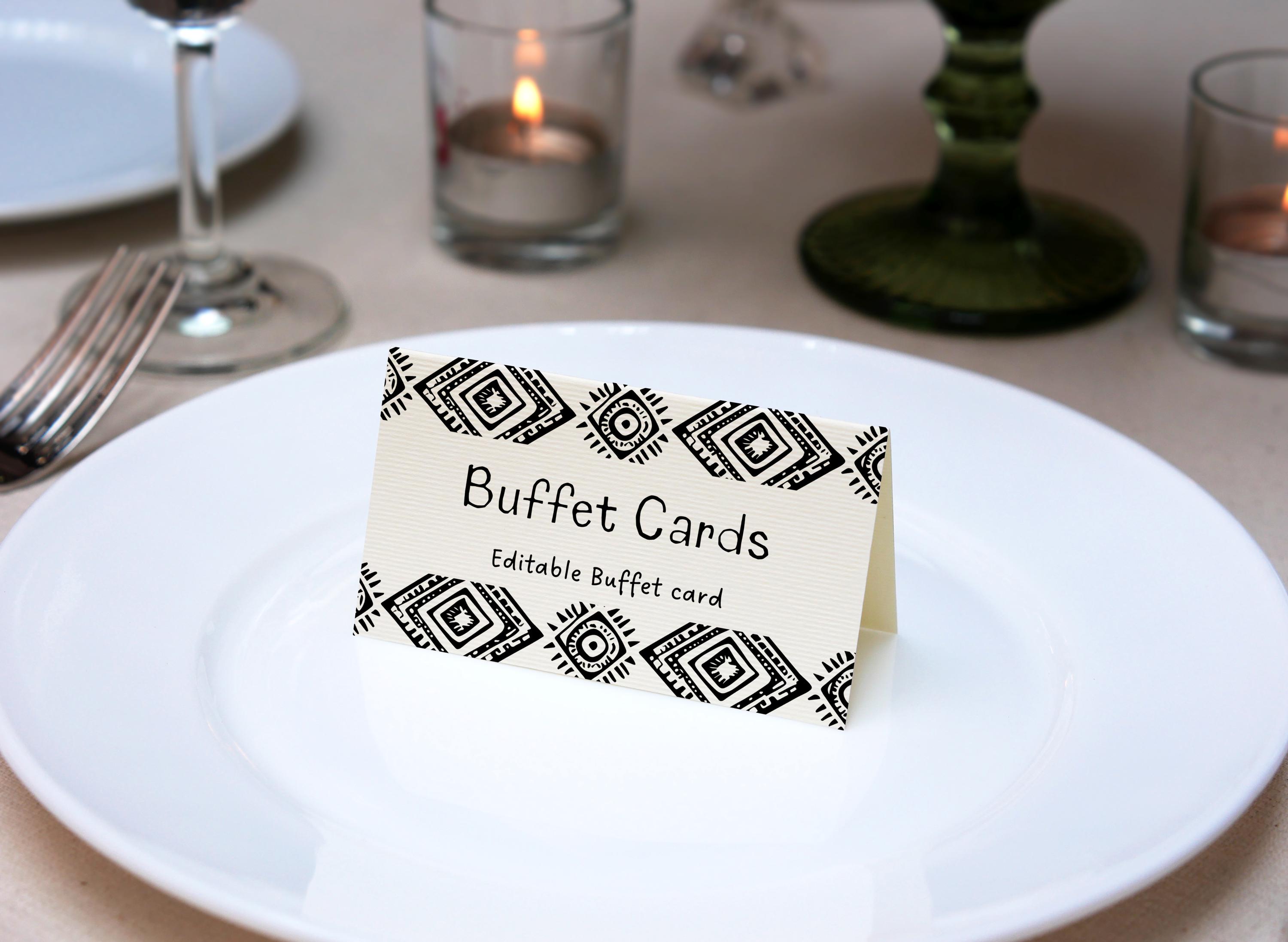 Aztec Food Label Card Digital Printable, Buffet Card Template, Foldable ...