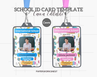 Teacher ID Card Template | Customizable Template | Custom Teacher ID Badge | Name Badge | School & Homeschool ID Card | Custom id card Canva