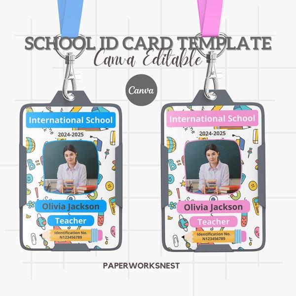 Teacher ID Card Template | Customizable Template | Custom Teacher ID Badge | Name Badge | School & Homeschool ID Card | Custom id card Canva