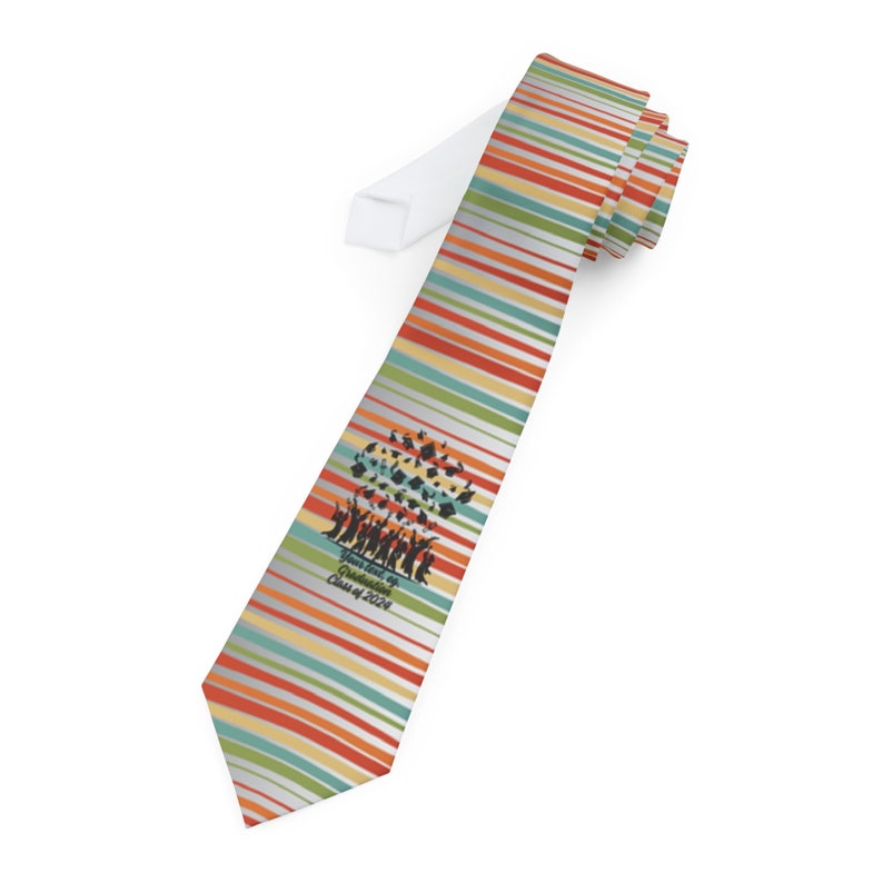 Personalised Necktie with your text for student graduation. Custom graduation tie for best friend. Unique graduation gift for cute nephew. image 3
