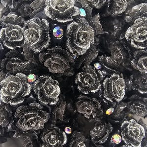 Gothic Rose Clay Beads - 6 pcs - DIY Craft Supplies (18mm