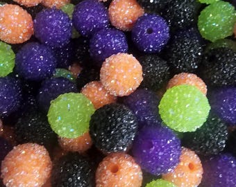 12 pcs - Sugar - 16MM - Halloween Mix - Purple - Black - Green - Orange - DIY - Craft Supplies