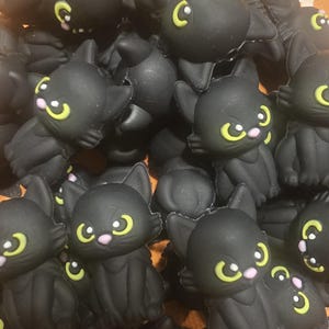 2 pcs - 3D Black Cat Focal Bead - DIY - Craft Supplies