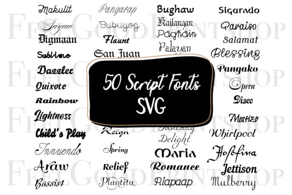 50 Script SVG Fonts Bundle - Font Bundle, Cricut, Canva Font, Fonts, Digital Fonts, Procreate Fonts, Crafting, SVG Font, Script Font,