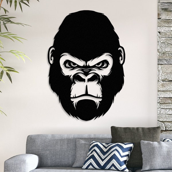 GORILLA Wall Art Animal Decor. Black Monkey Decor, Metal Wall Art, Game Room Decor, Gym Decor, Gamer Gift, Gift for Him, Planet Apes