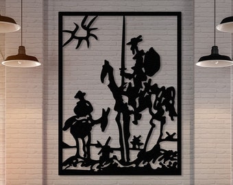 DON QUICHOTE Metallwandkunst, Pablo Picasso Kunst, modernes Dekor, zeitgenössisches Design, Abenteuerliebhaber, Pablo Picasso Ikonen, Picasso Zeichen