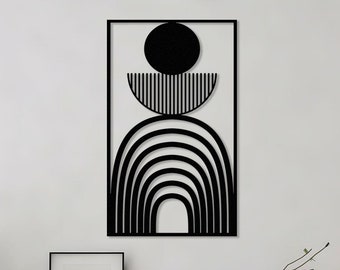 GEOMETRISCHE ABSTRAKTE Boho Wanddekor Metal Art. Moderne abstrakte, ästhetische Wandbehänge, Boho-Dekor, Laser-Cut-Designs, dreidimensional