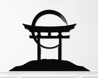 TORII GATE Wandkunst. Japanische Metallwanddekor, Wohnzimmer Wohnkultur, Metallwandkunst, Landschaftsdekor, asiatisches Zendekor, kulturelles Zeichen