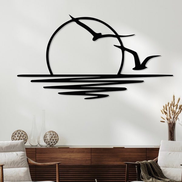 ZEEMEEUWEN ZONSONDERGANG METALEN Muur Decor, Zonsondergang Decor, Sunrise Metal Wall Art, Natuur Leven Kunst, Oceaan Kunst, Wandkleden, Strand Decor, Moderne Kunst