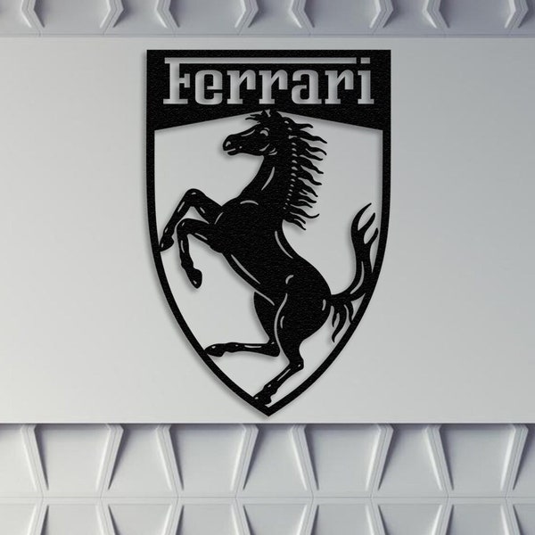 FERRARI Gift Sign Logo Horse Garage Art. Sport Car, Man Cave Decor, Offfice Decor, Car Art, Motor Sports, F1 Racing, Metal Wall Decor Art