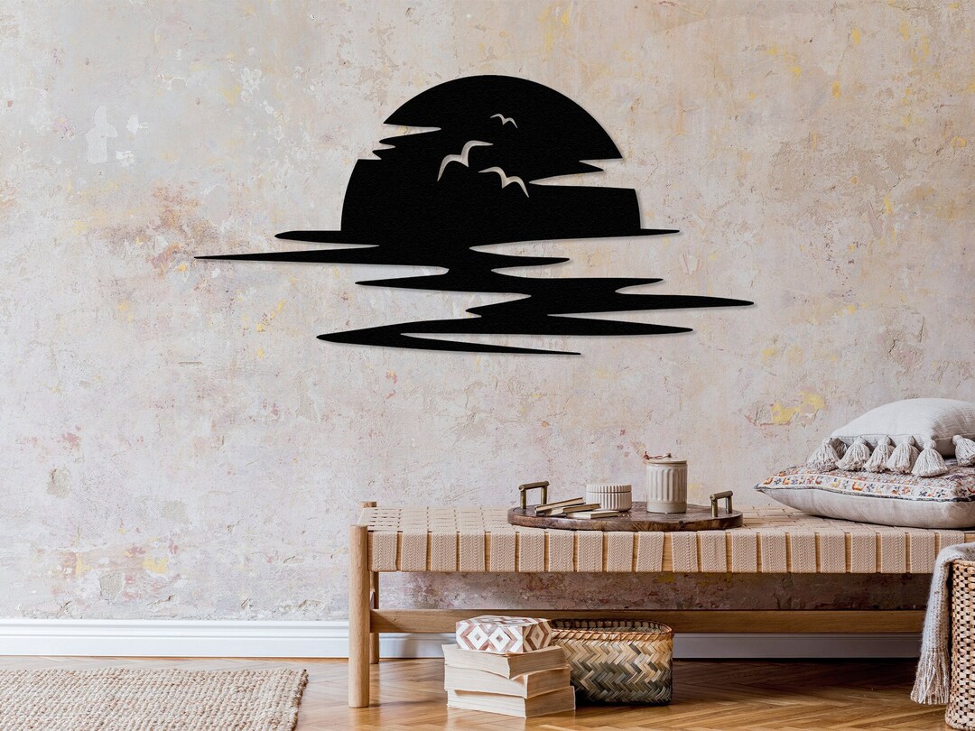 SUNRISE SEA SEAGULLS Metal Wall Art. Sunset Wall Decor Ocean Etsy
