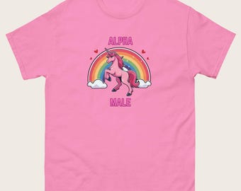 Camiseta de unicornio macho alfa, divertida camiseta de meme de unicornio, regalo para novio, regalo para padre, camiseta para mamá, regalo divertido para amantes de los unicornios