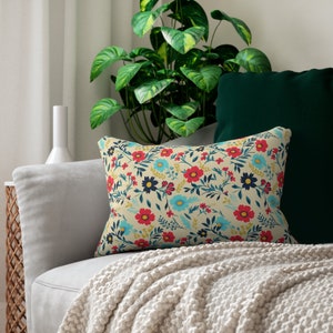 Sweet Spot Floral Spun Polyester Lumbar Pillow, Decorative Lumbar Pillow, Home Decor, Throw Pillow, Bedding, Couch, Office Chair, Sunroom
