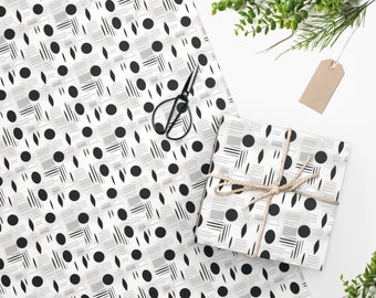 Black and White Modern Wrapping Paper, Wrapping Paper, Gift Wrap, Holiday, Christmas, Birthday, Anniversary, Graduation, Minimalist, Gifting