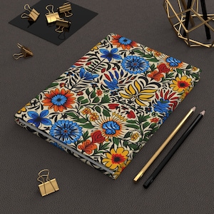 Full-on Floral Hardcover Journal Matte, Colorful Floral Artsy Design Notebook, Lined and Perforated pages, Journal, Class Notes, Gift Idea
