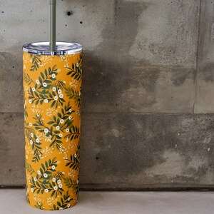 Lovely Floral Skinny Tumbler with Straw, 20oz, Stainless Steel, BPA Free, Non-toxic, Skinny Tumbler, Hot or Iced, Travel, Gym, Gift