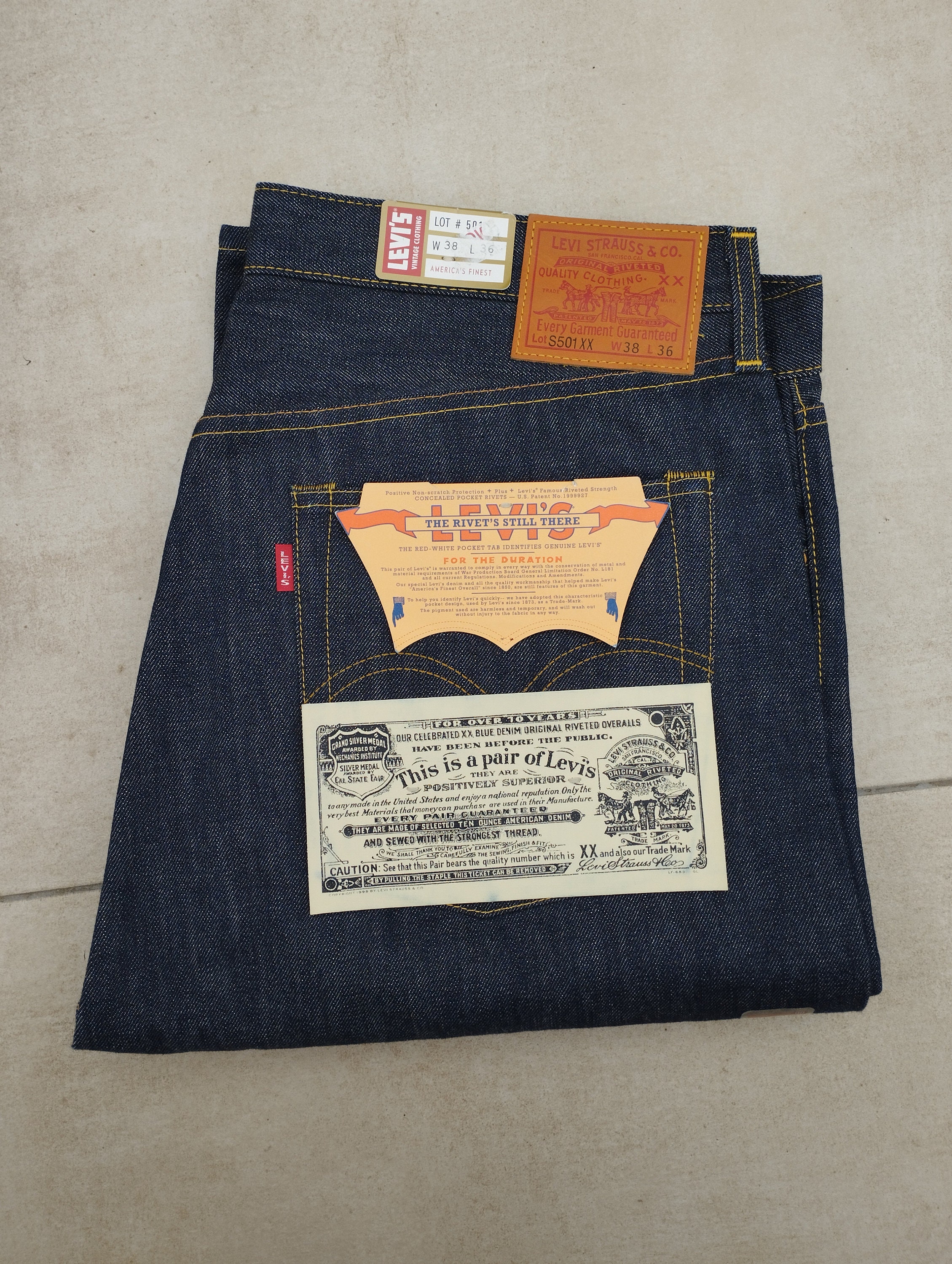 Levi Vintage Clothing LVC 501 XX 1955 selvedge denim jeans size 32x34 BIG E