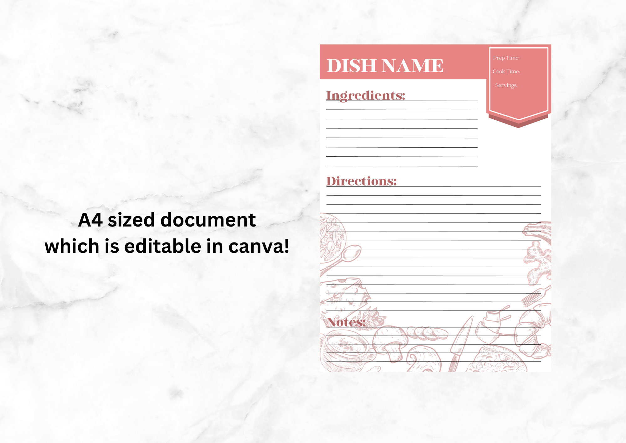 Recipie Template Printable Editable Size A4 Goodnotes Etsy