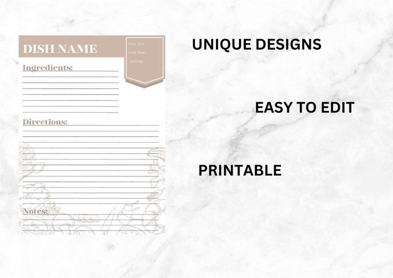 Recipie Template Printable Editable Size A4 Goodnotes Etsy