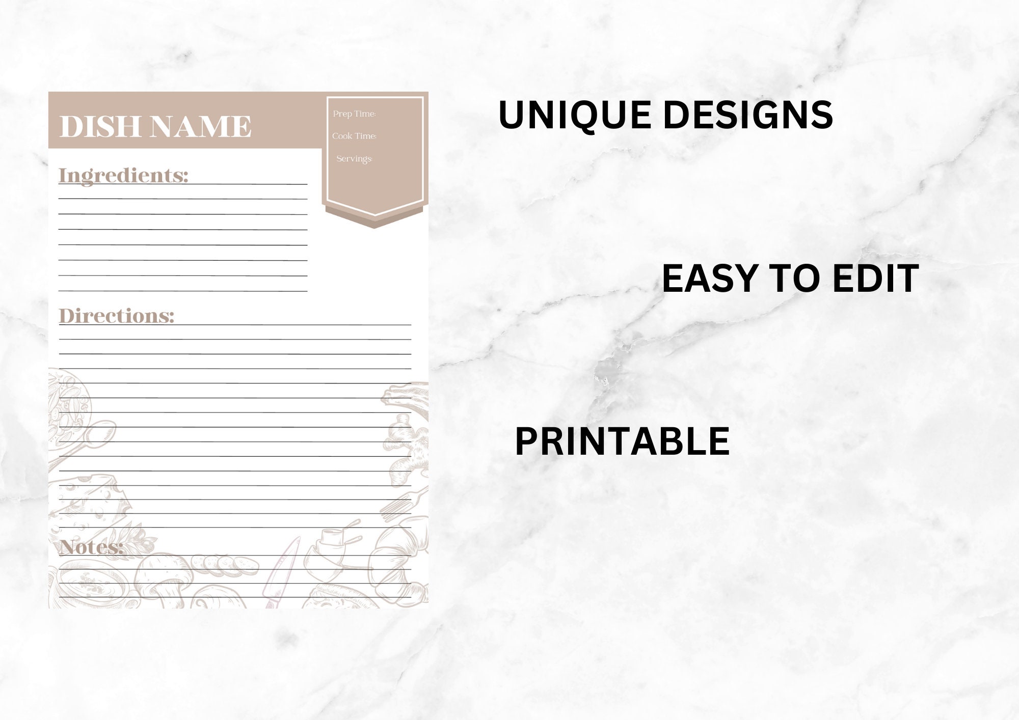Recipie Template Printable Editable Size A4 Goodnotes Etsy