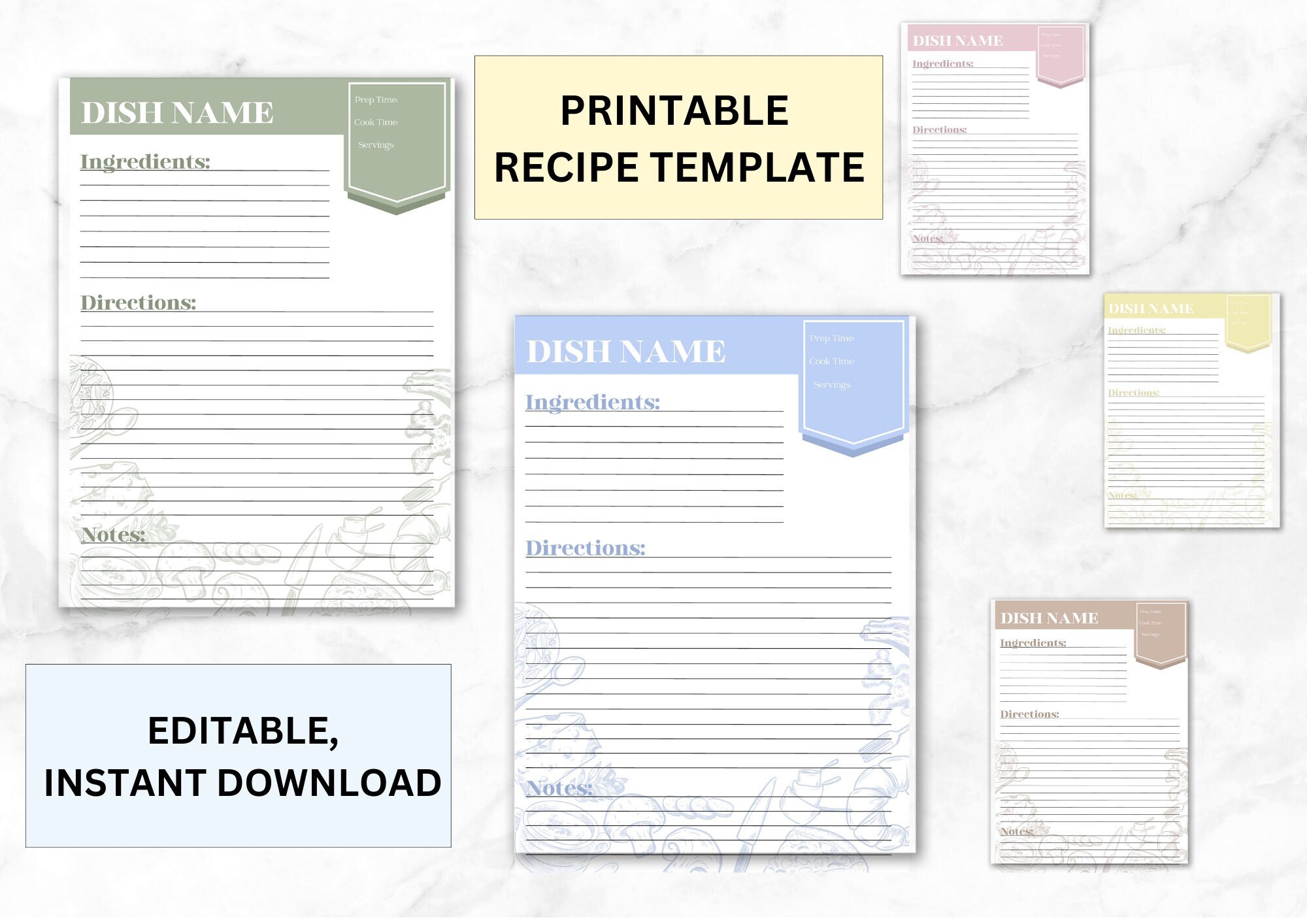 Recipie Template Printable Editable Size A4 Goodnotes Etsy