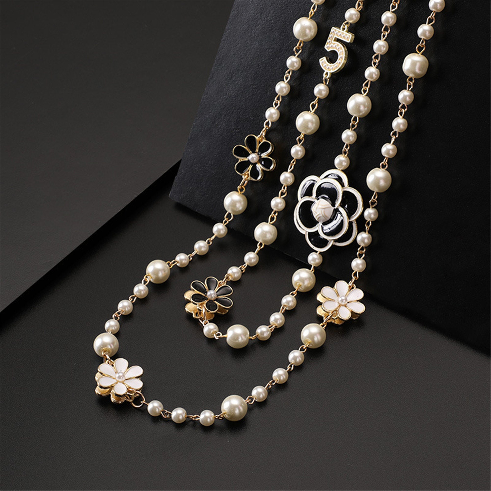 Chanel Classic Silver CC 72 Super Long Faux Pearl Necklace - LAR Vintage