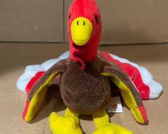 Ty Beanie Babies GOBBLES the Turkey Early Beanie Baby With Tag Errors 1996 Rare finds