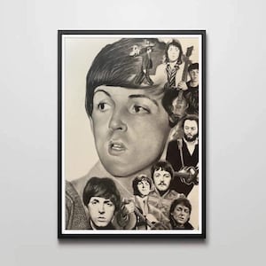 Paul McCartney heads poster print