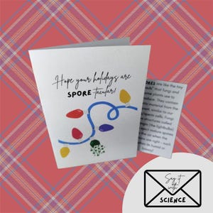 J'espère que vos vacances seront SPORE-tacular ! - une carte de Noël amusante sur le thème de la science et de la biologie