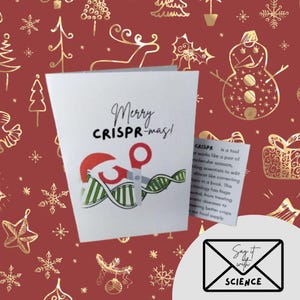 Feliz Navidad con temática de ciencia y biología: tarjeta navideña divertida con temática de CRISPR