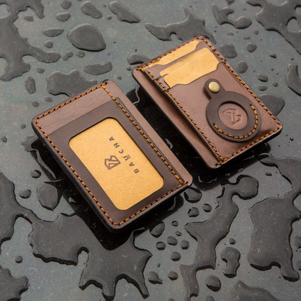 Baucha | Timeless Airtag Card Holder | Handcrafted Original Top Grain Leather Wallet