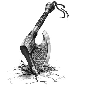 Viking Axe SVG, Norse Warrior Battle Ax Cut File for Cricut, Barbarian Weapon Clipart, Nordic Tattoo Design, Celtic War Axe Digital Download image 3