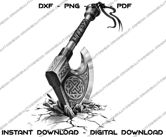Viking Axe SVG, Norse Warrior Battle Ax Cut File for Cricut, Barbarian Weapon Clipart, Nordic Tattoo Design, Celtic War Axe Digital Download