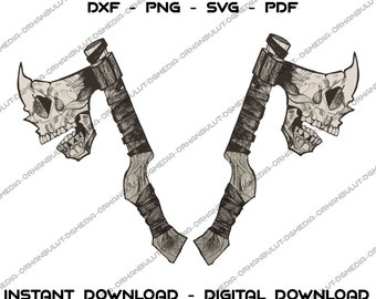Viking Axe SVG for Laser Engraving, Norse Wood Carving Template, Nordic Warrior Decal File, Barbarian Cut File for Cricut Glowforge Clipart