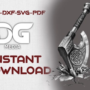 Viking Axe SVG, Norse Warrior Battle Ax Cut File for Cricut, Barbarian Weapon Clipart, Nordic Tattoo Design, Celtic War Axe Digital Download image 2