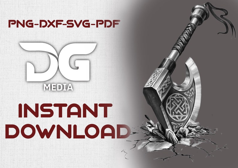 Viking Axe SVG, Norse Warrior Battle Ax Cut File for Cricut, Barbarian Weapon Clipart, Nordic Tattoo Design, Celtic War Axe Digital Download image 2