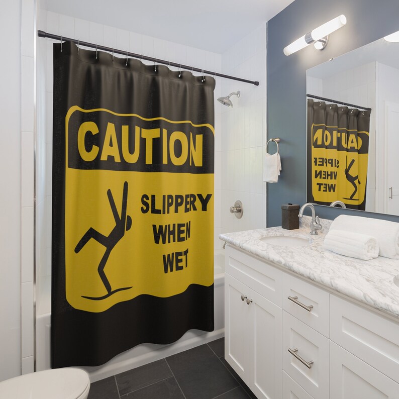 Slippery When Wet Shower Curtains Etsy