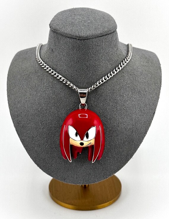 Red Hedgehog Game Inspired Necklace - Stainless Steel Cyberpunk Pendant