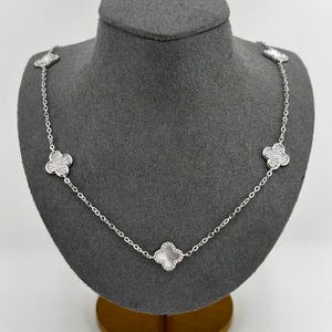 ★ROSEMONT★ Silver Clover Pearl Necklace RA24C23J Mother of Pearl Clover Necklace - Etsy